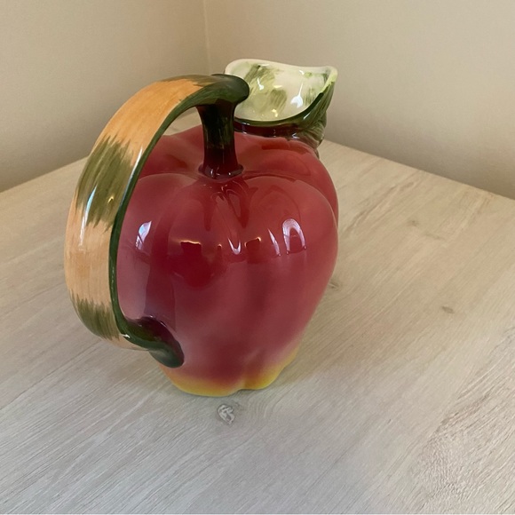 Vintage Red Green Apple Pitcher Haldon Group Japan Retro 80s Ceramic Kitchen - Picture 2 of 9